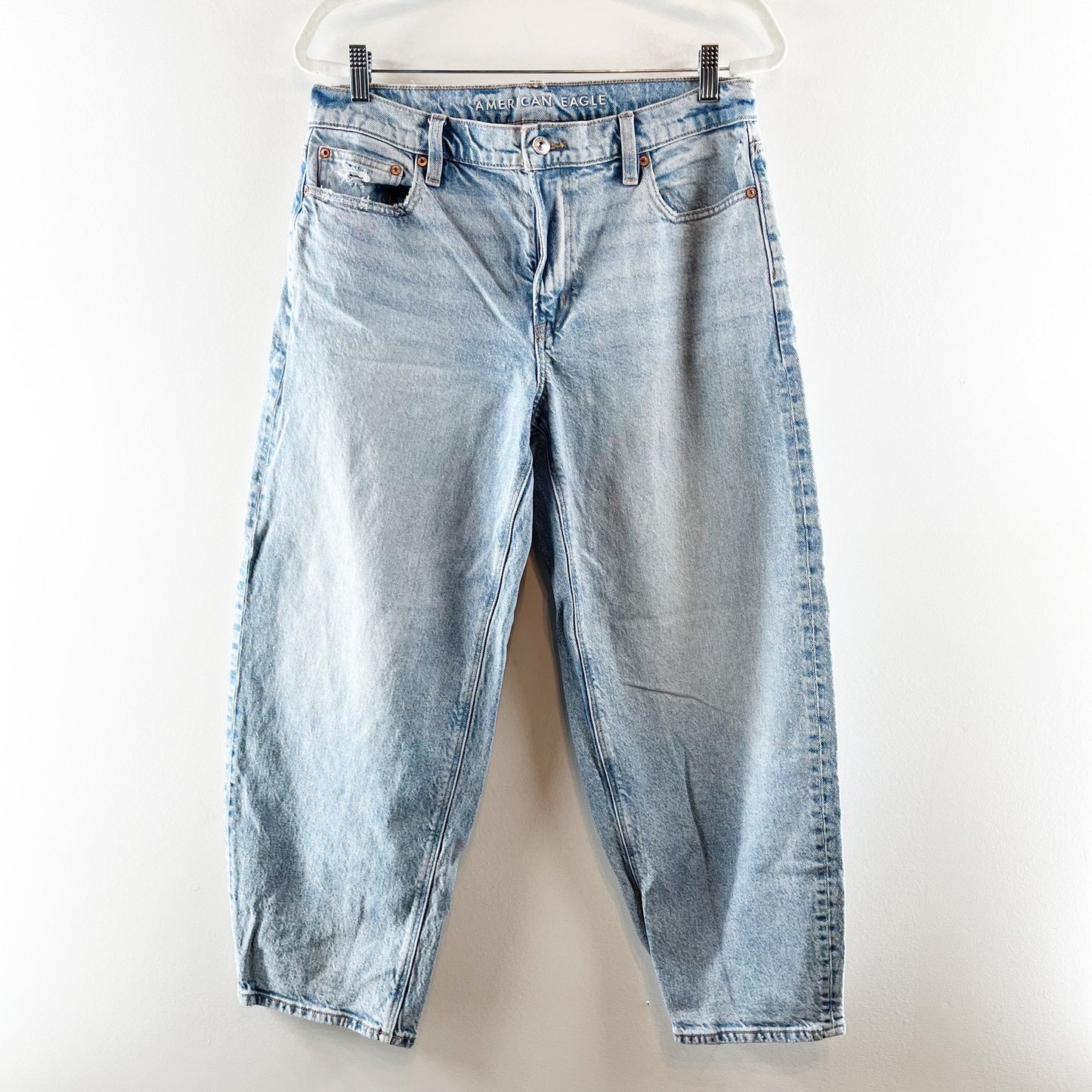 American Eagle Outfitters Stretch Mid Rise Denim Barrel Jeans Blue 10 / 30