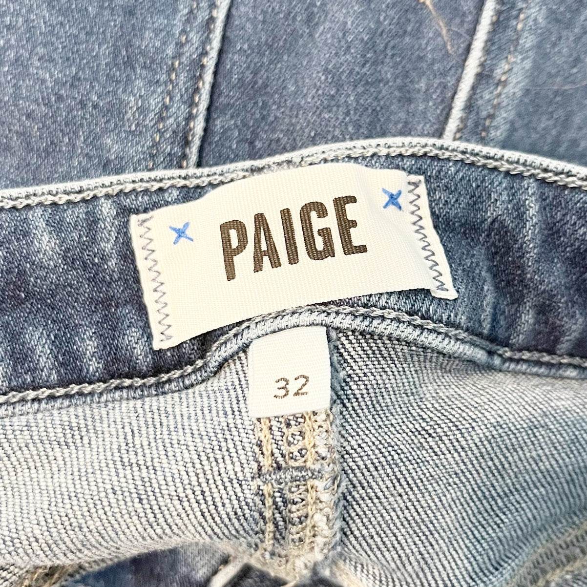 Paige High Rise Cindy Straight Ankle Jeans in California Wash Blue 32 / 14
