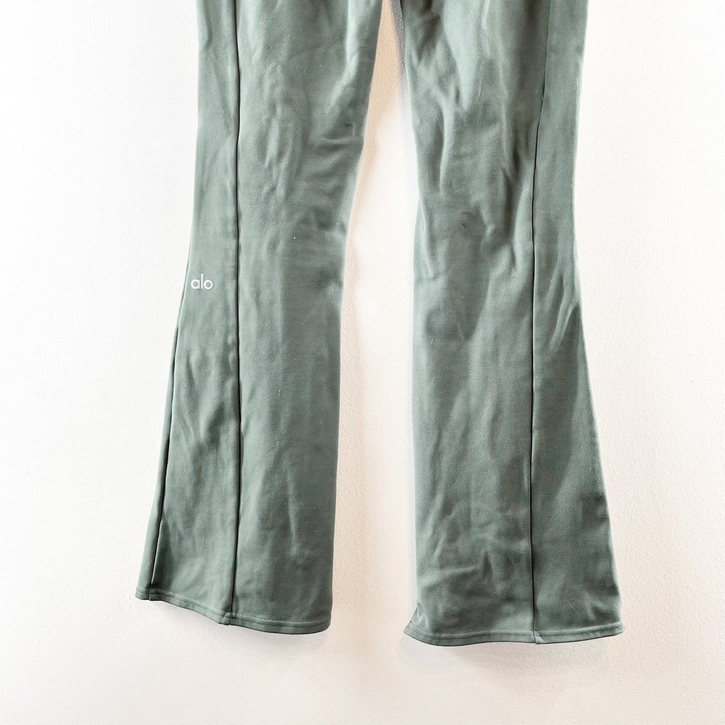Alo Yoga Softsculpt High-Waisted Zip It Flare Legging Pants Cactus Green Small