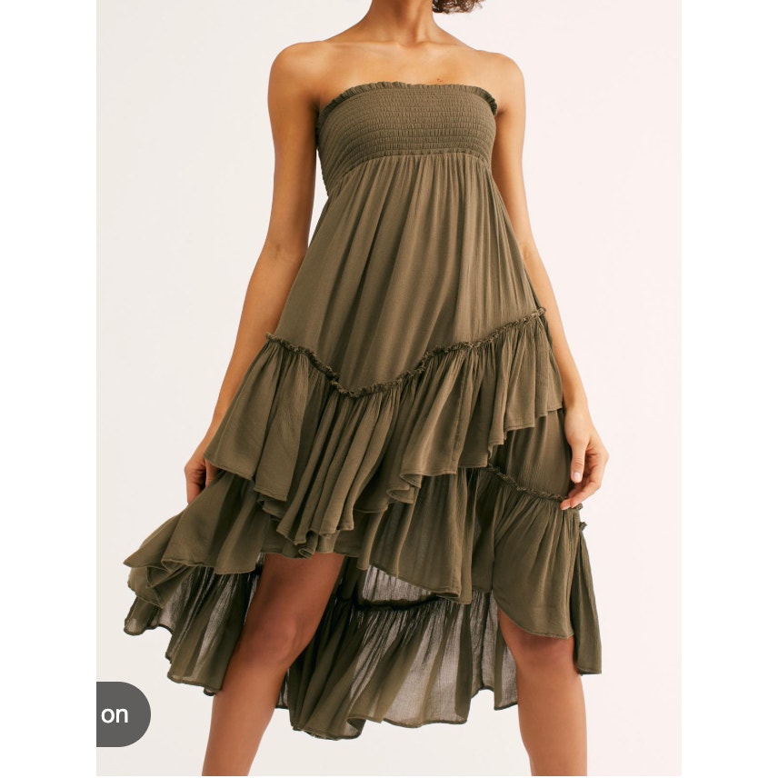Free People Convertible Ruffle Tiered Maxi Skirt Endless Summer Green XS
