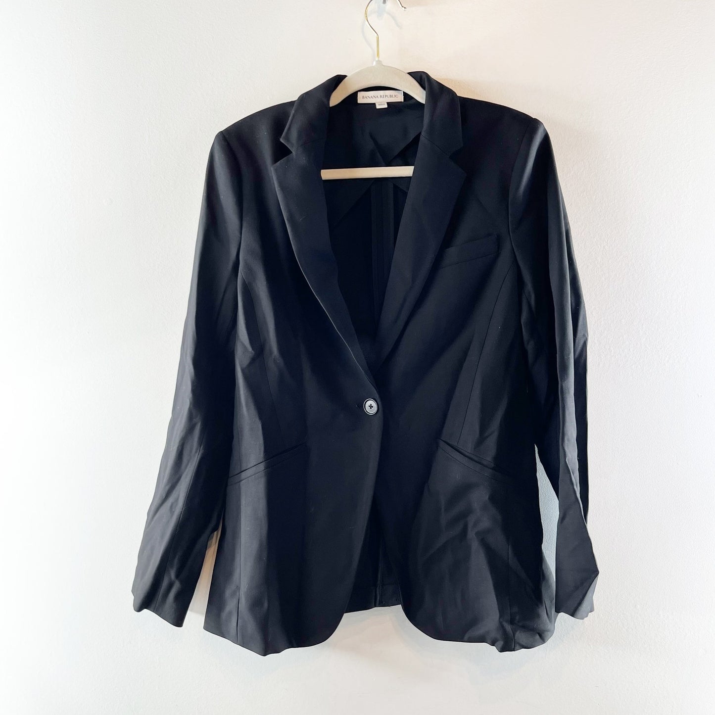 Banana Republic Slim Refined Long Sleeve Notch Single Breasted Blazer Black 6