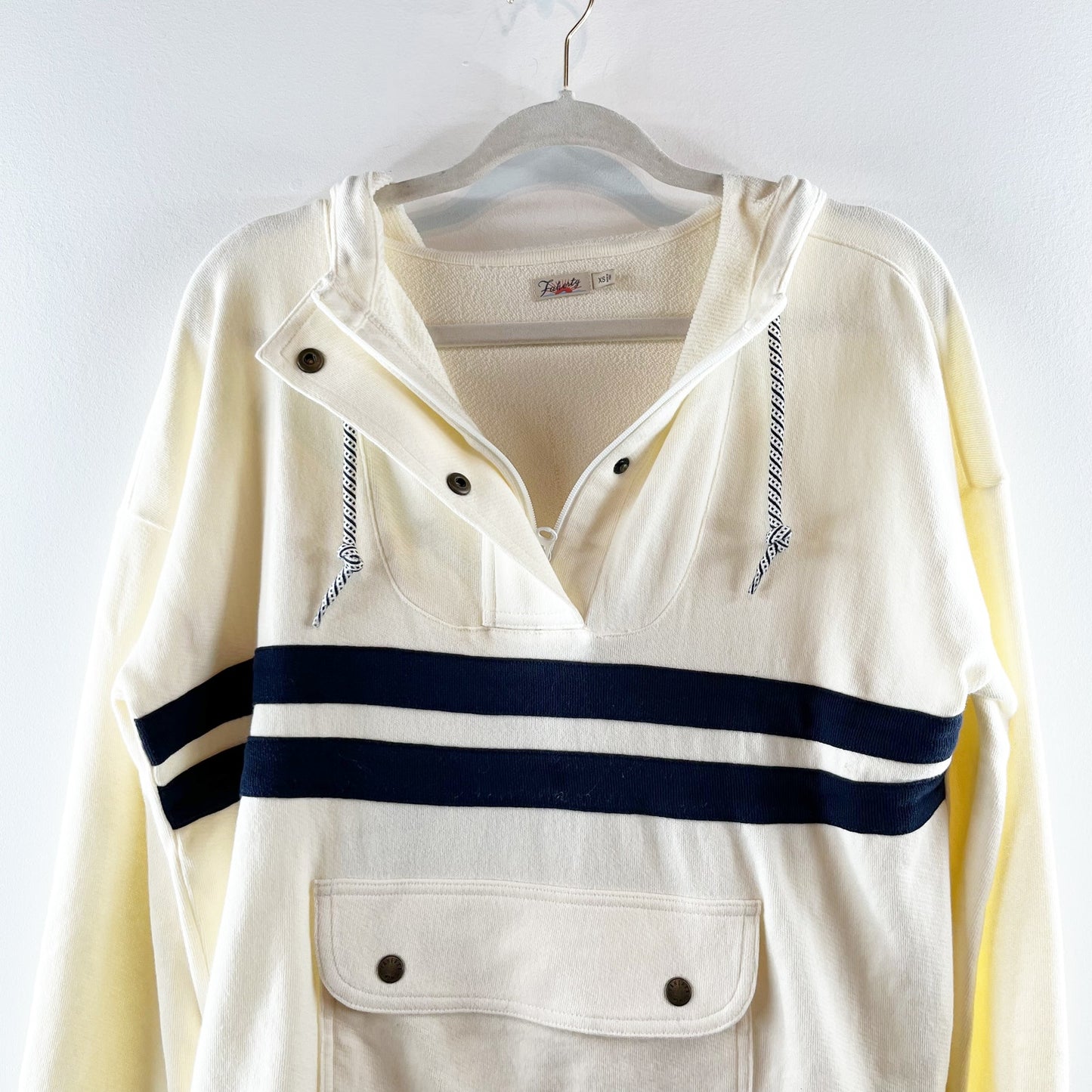 Faherty Daybreak Beach Rays Anorak Hoodie Sweatshirt Cream XS