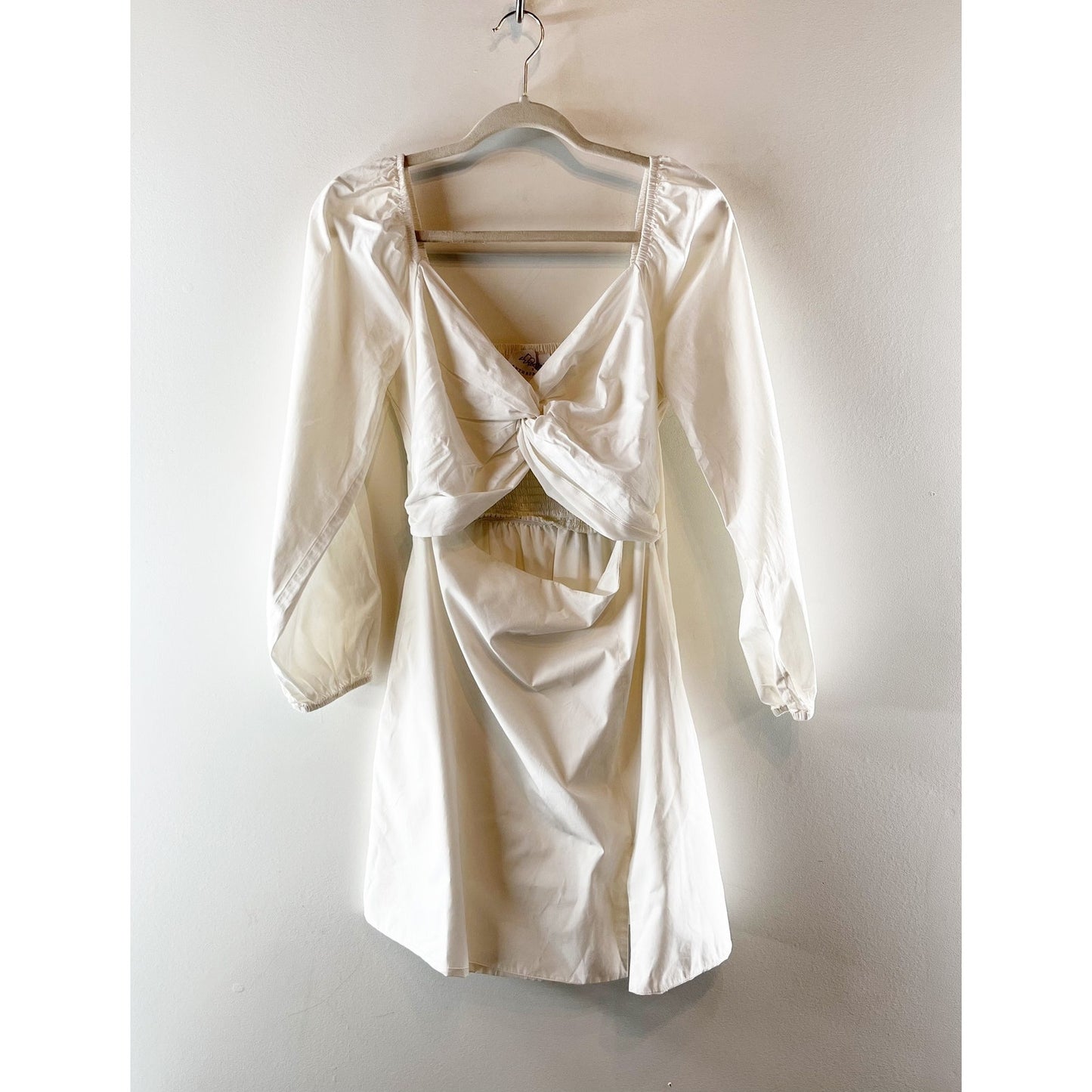 Mare Mare x Anthropologie Puff Sleeve Twist Front Mini Dress White Medium