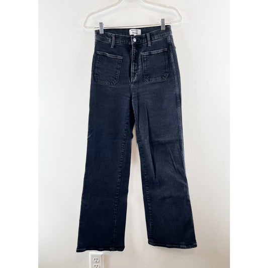 Reformation High Rise Alyssa Wide Leg Patch Pocket Jeans Black 29