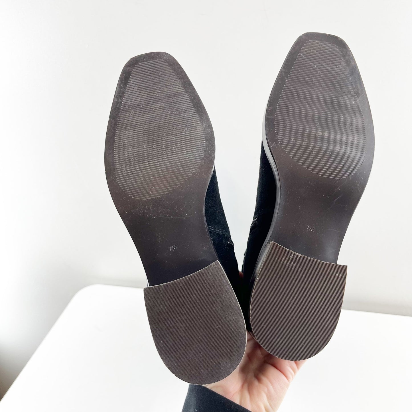 J. Jill Suede Leather Pull On Block Heel Square Toe  Mid-Calf High Boots Black 7