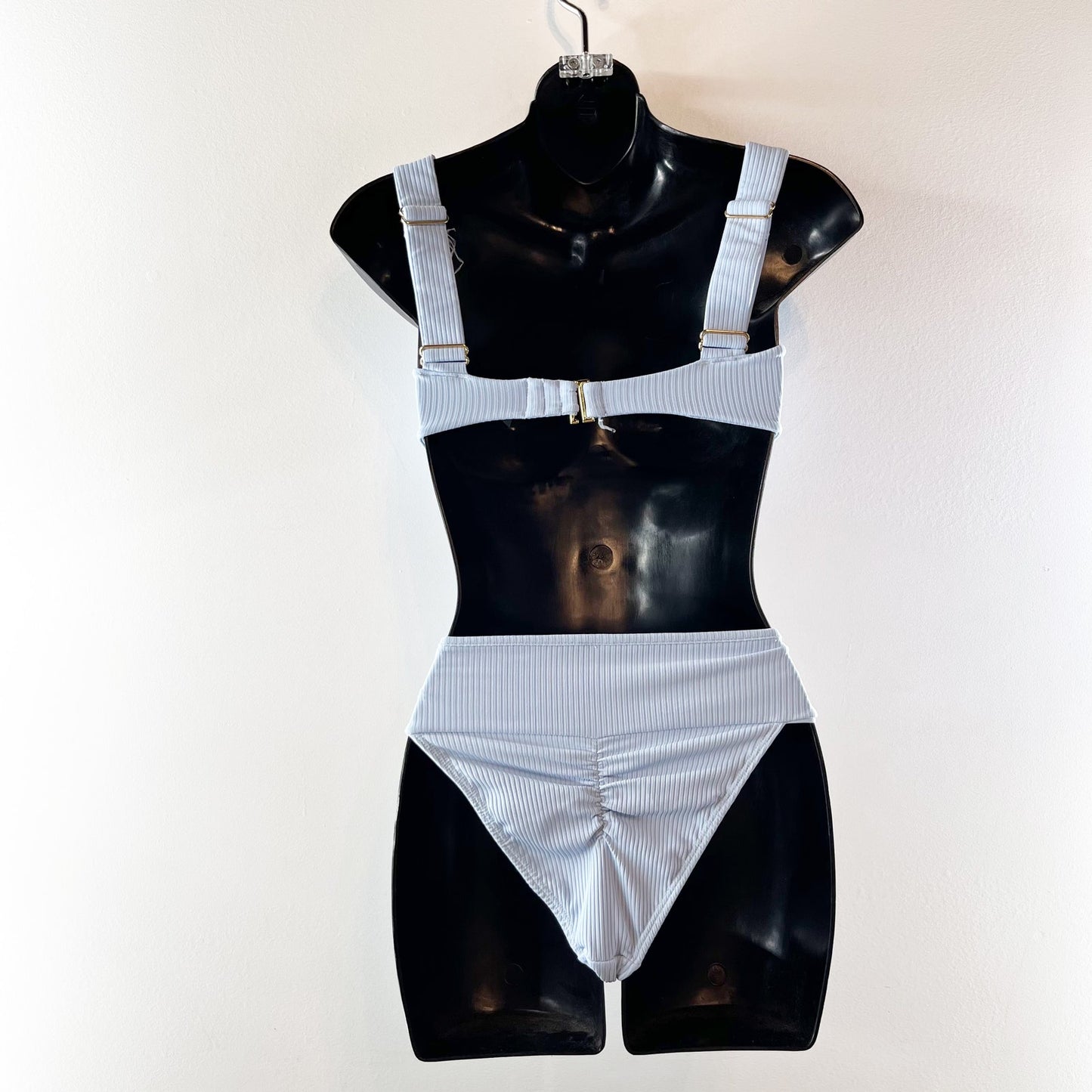 Montce Hayden Knotted Rib Top Tamarindo High Cut Bottom Set Peri Rib Blue XS/S