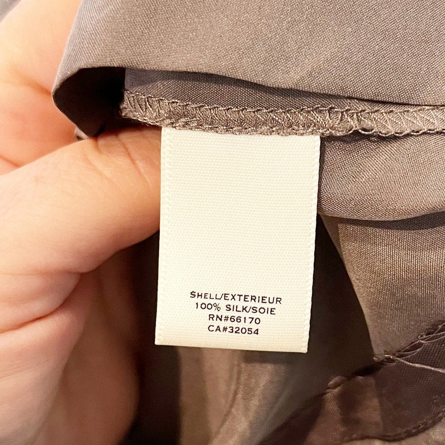Moulinette Soeurs Short Puff Sleeve Belted Silk Mini Dress Dove Gray 6