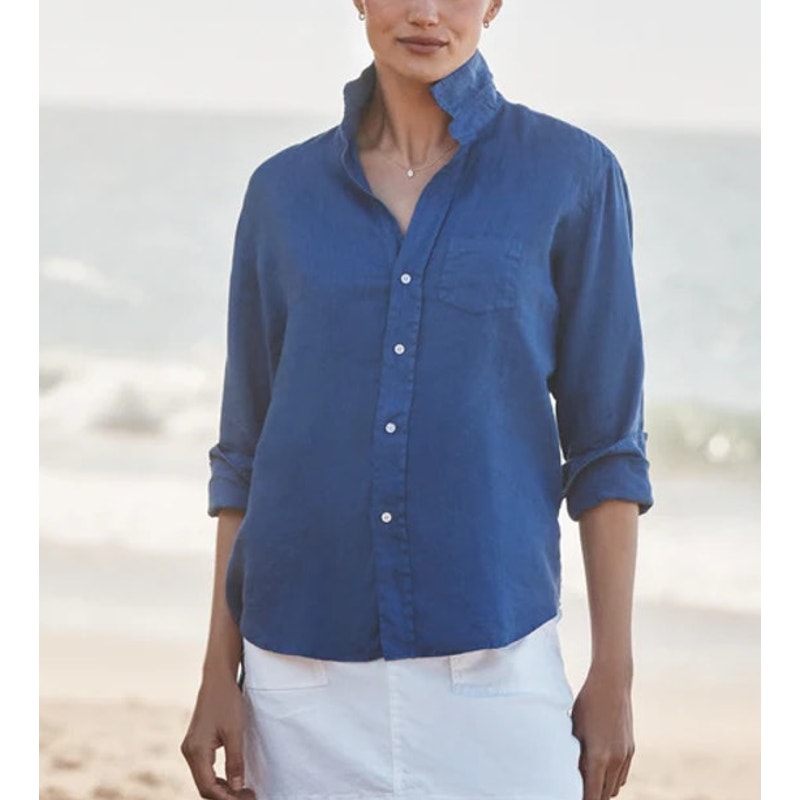 Frank & Eileen Barry Cotton Long Sleeve Pocket Button-Up Shirt Cabo Blue XS