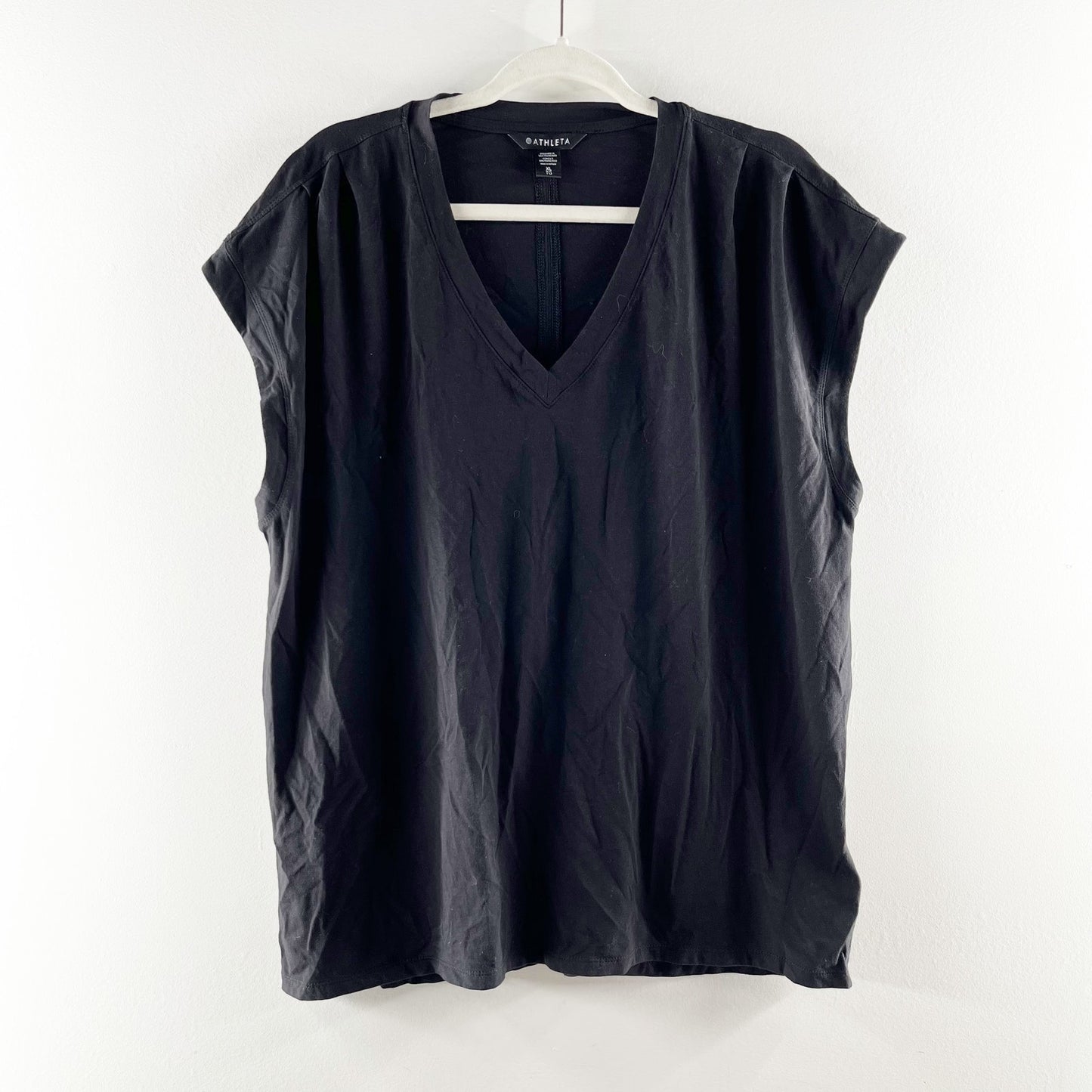 Athleta Outbound Twist Short Sleeve Tee Shirt Black XL