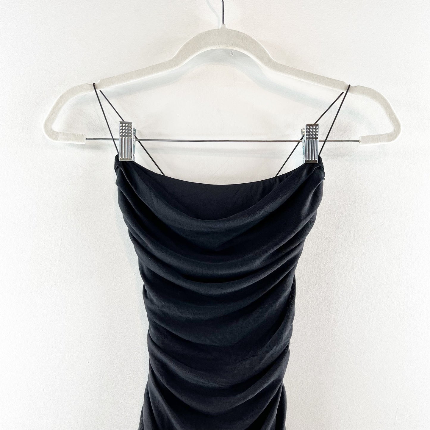 Oh Polly X Back Ruched Mini Dress Black 2