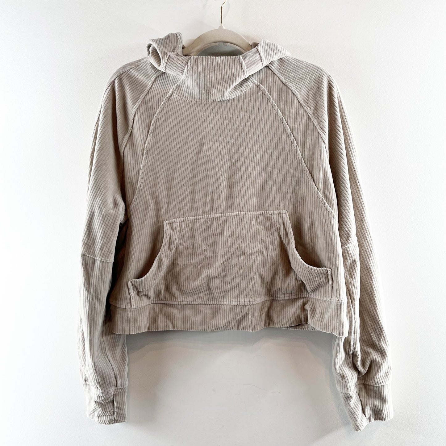 Lululemon Scuba Oversized Hoodie Sweatshirt Velvet Cord Riverstone Tan M / L