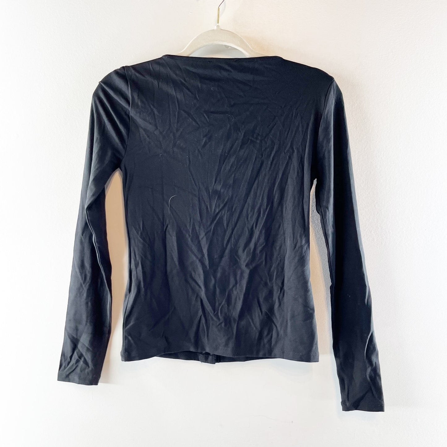 J. Crew Long Sleeve Ribbed Scoopneck Button Up Top Black XS