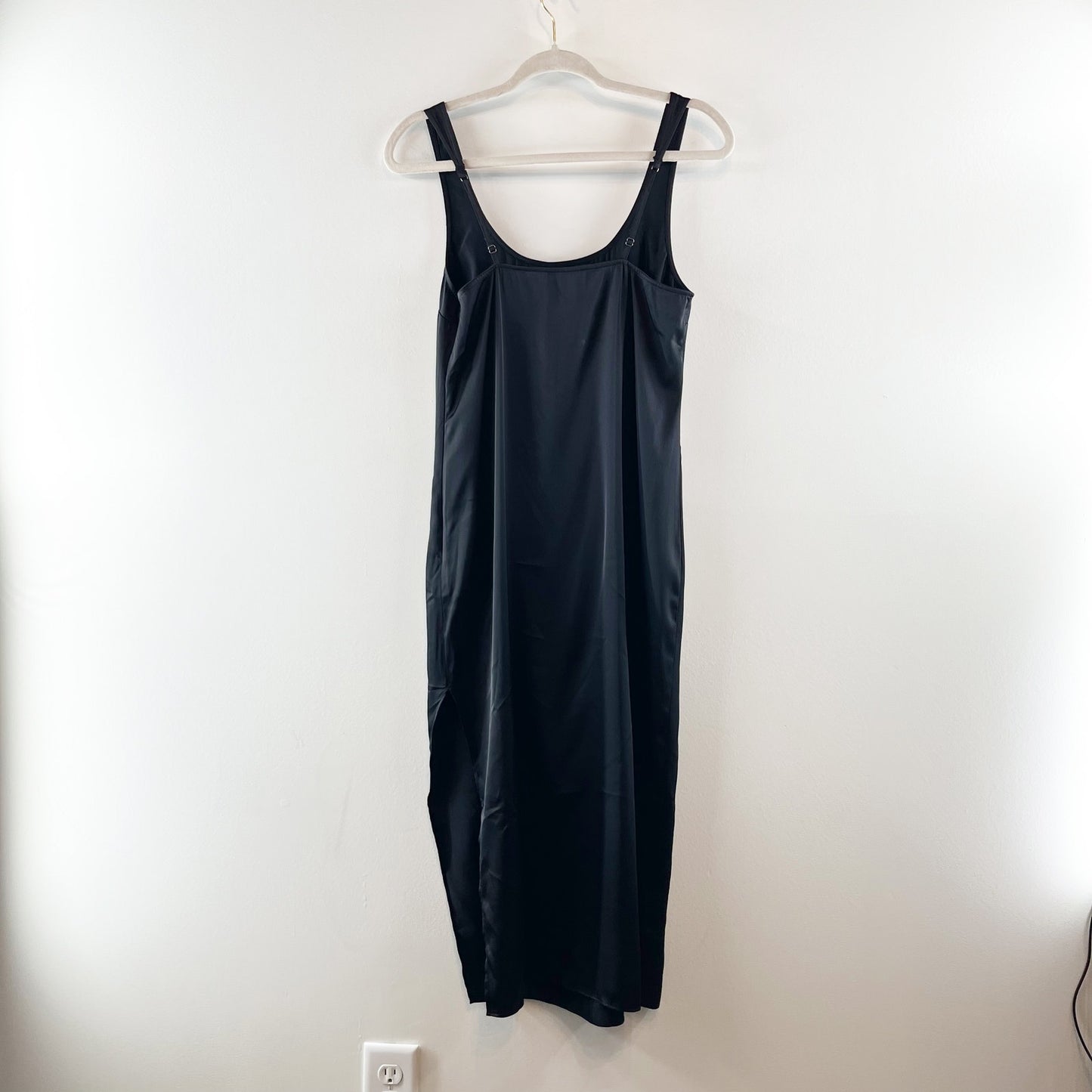 Abercrombie & Fitch Satin Slip Midi Dress Black XS