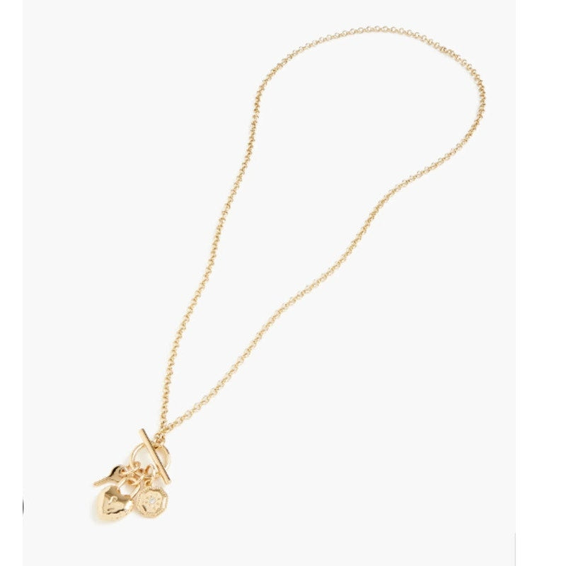 J. Crew Lock And Key Charm Necklace Gold 30"