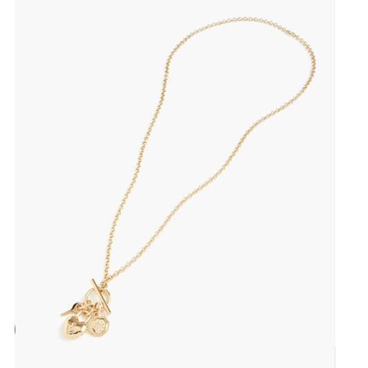 J. Crew Lock And Key Charm Necklace Gold 30"