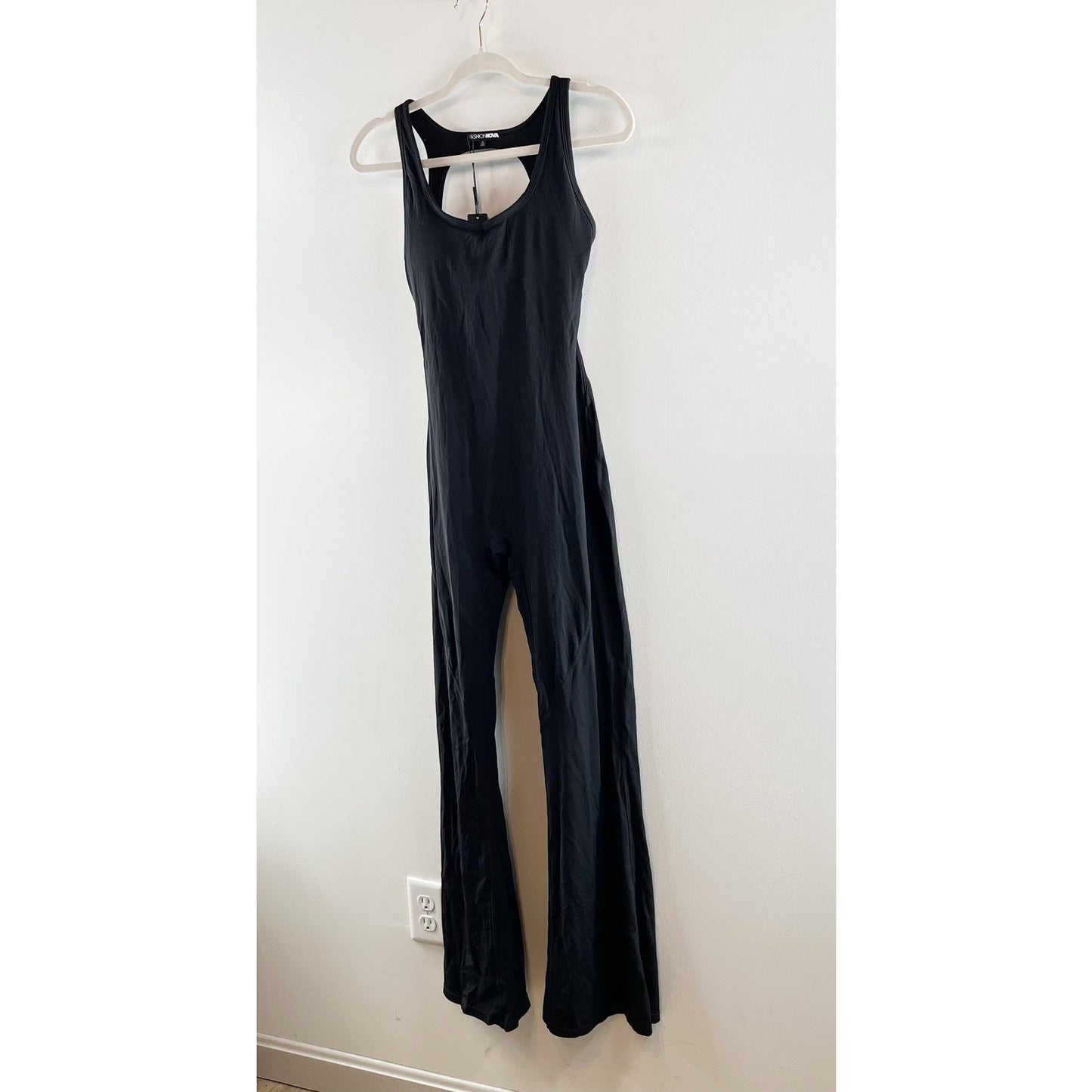 Fashion Nova Let's Get Active Sleeveless Flare Jumpsuit Black Medium