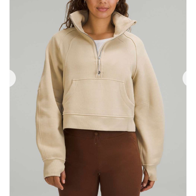 Lululemon Scuba Oversized Funnel Neck Half Zip Sweatshirt Trench Tan XS / S