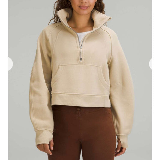 Lululemon Scuba Oversized Funnel Neck Half Zip Sweatshirt Trench Tan XS / S