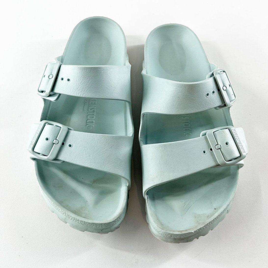 Birkenstock Essentials Arizona EVA Double Buckle Slide Sandals Surf Green 39