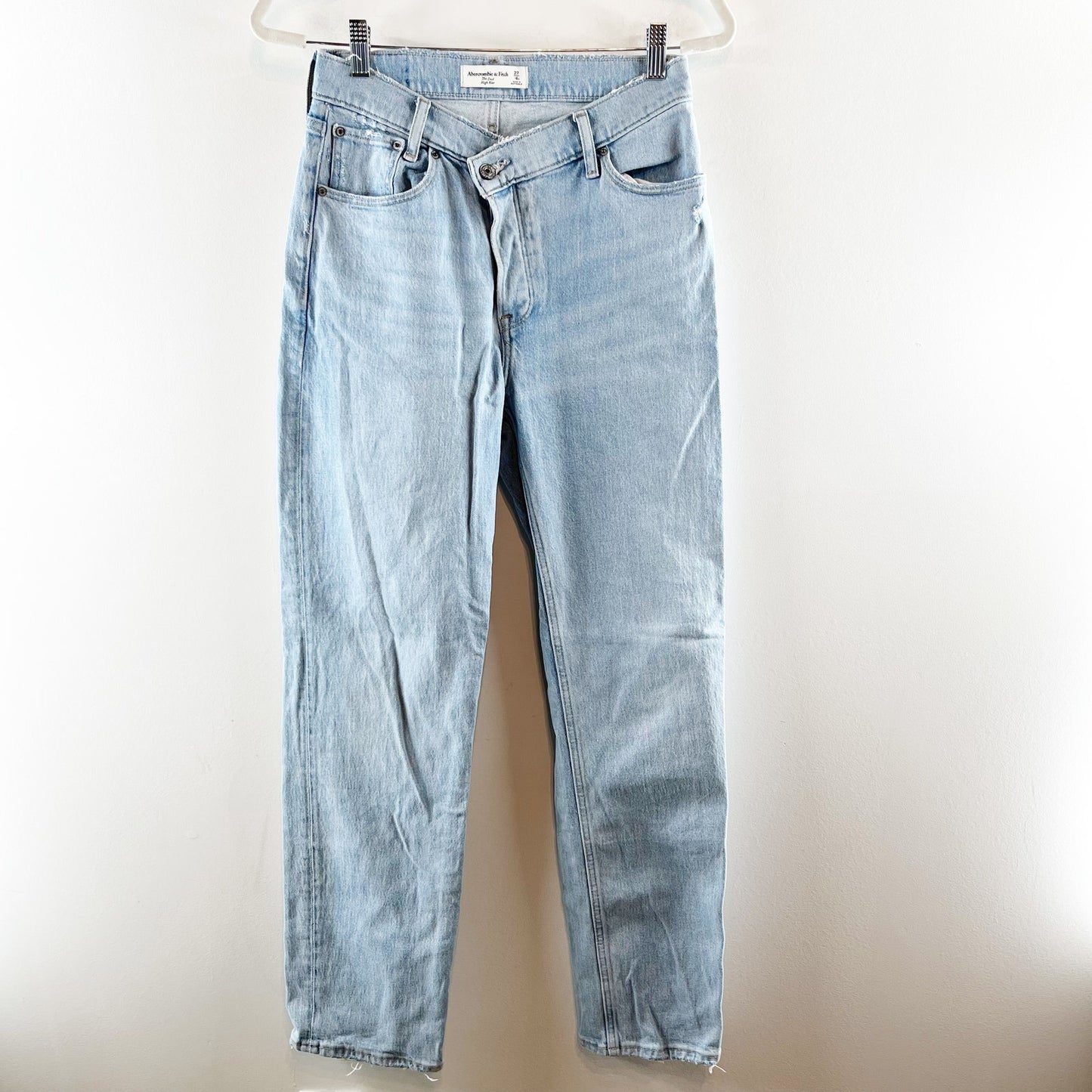 Abercrombie & Fitch High Rise Criss-Cross Waist Denim Dad Jeans Blue 4R / 27