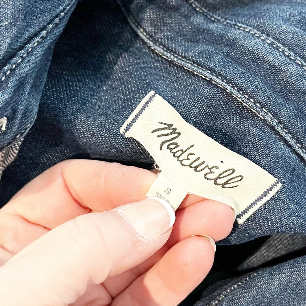 Madewell Denim Long Sleeve Mini Shirtdress Blue Small