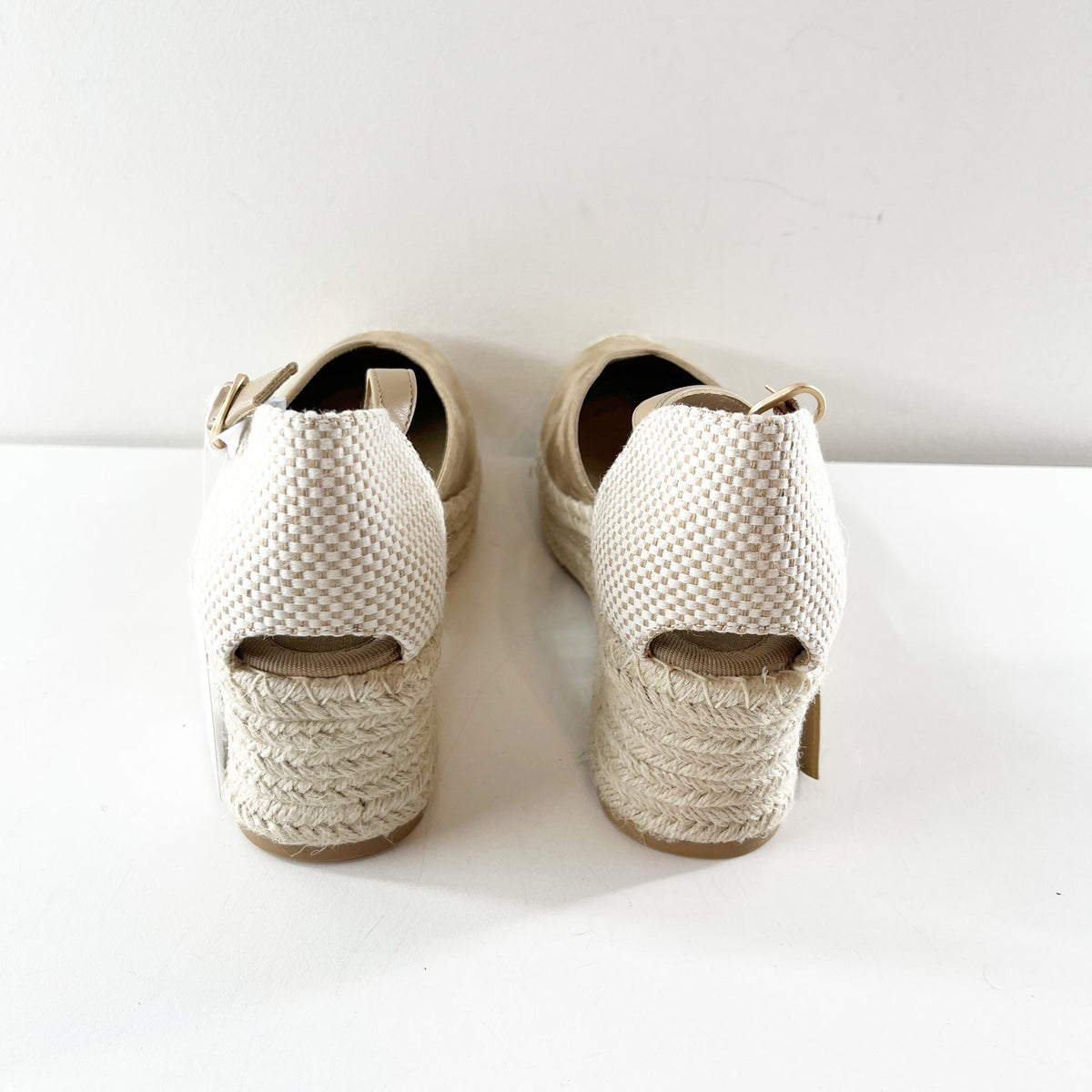 Tu Clothing Canvas Platform Espadrille Wedge Shoes Sandals Cream Tan 8.5