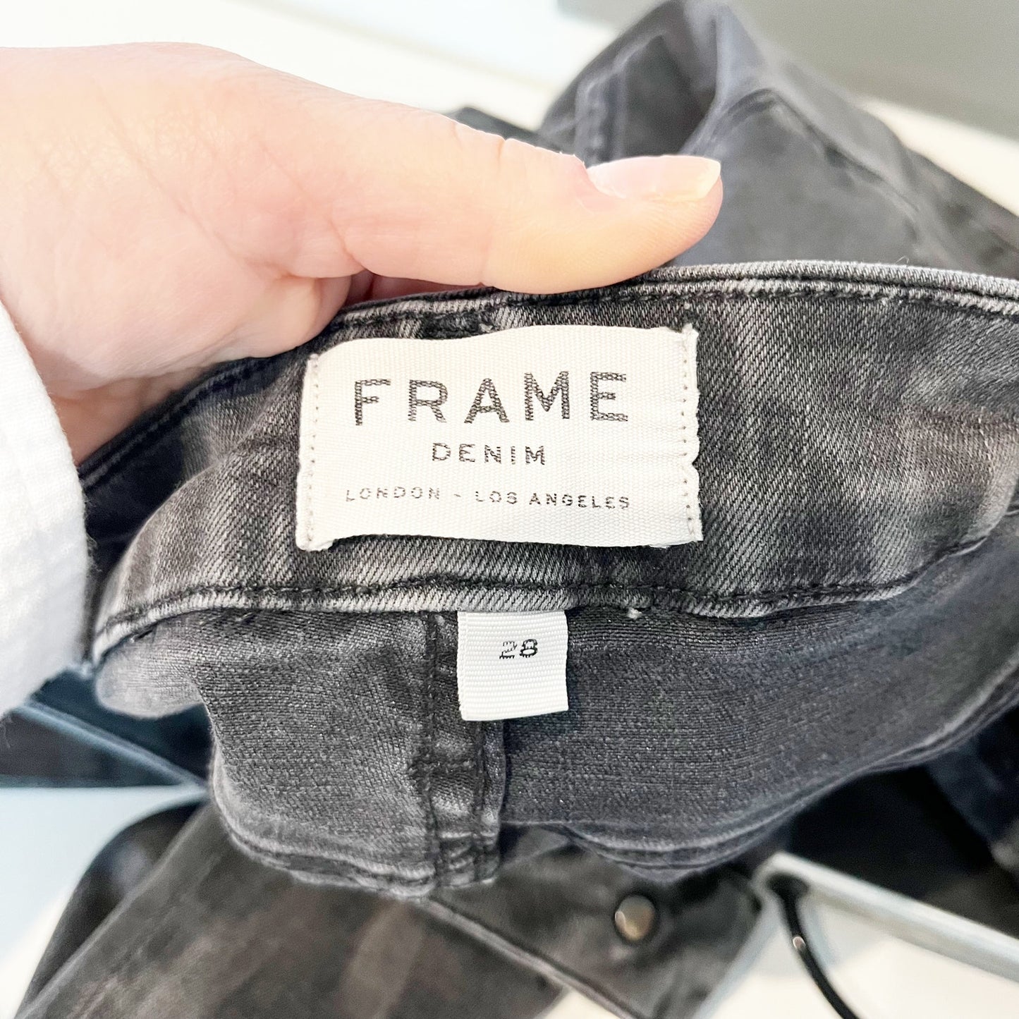 Frame Le Crop Mini Boot Cut Raw Hem Jeans Black 28
