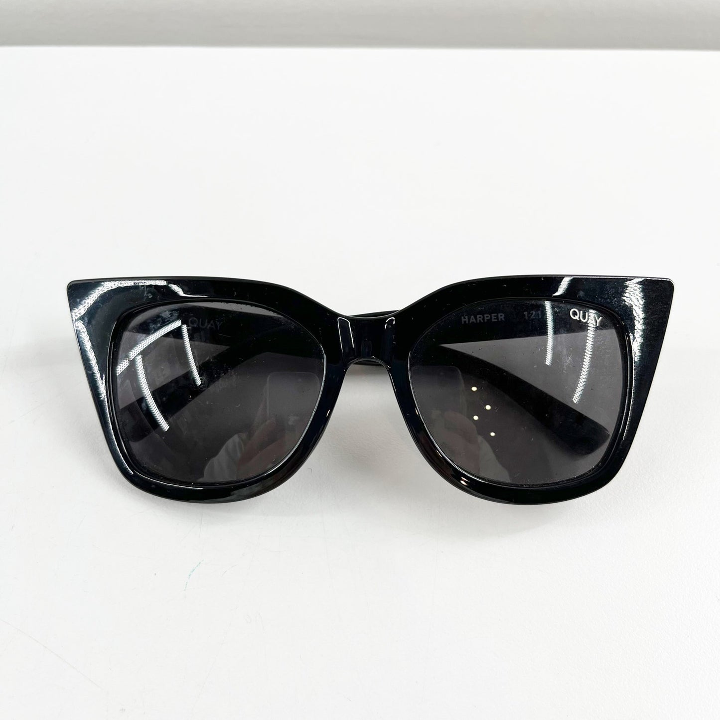 Quay Australia Harper Shiny Black Frame Smoke Lens Cat-Eye Sunglasses