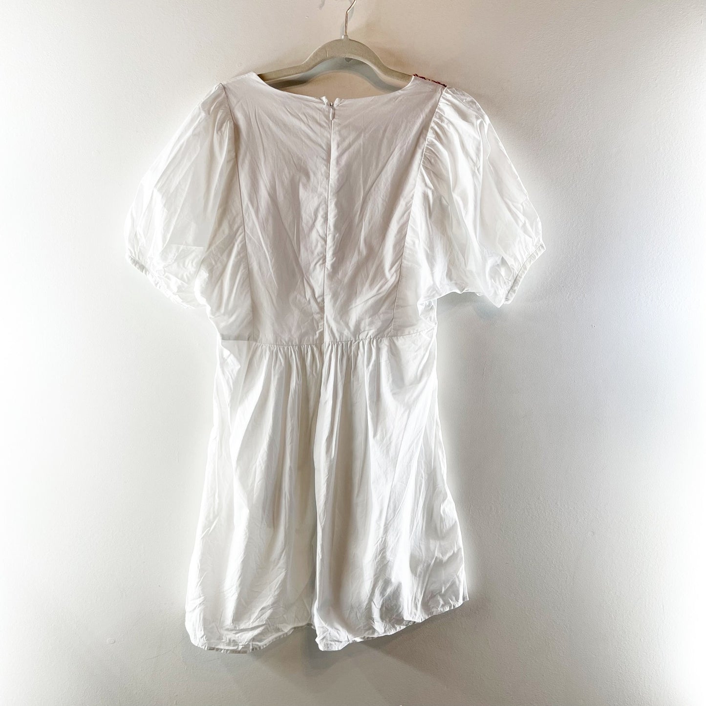 Madewell Embroidered V Neck Poplin Short Sleeve Mini Dress White XS