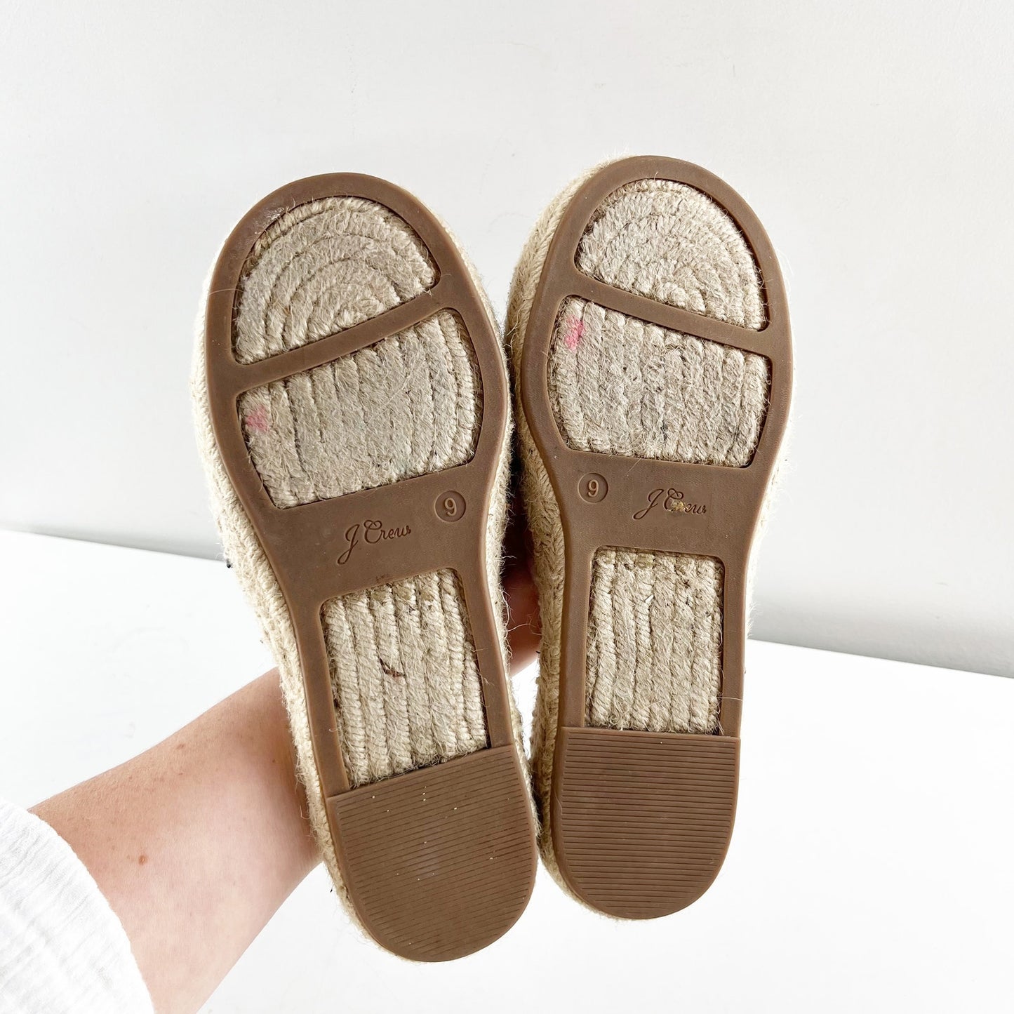 J. Crew Woven Raffia Slip-On Platform Espadrille Slide Sandals Black 9