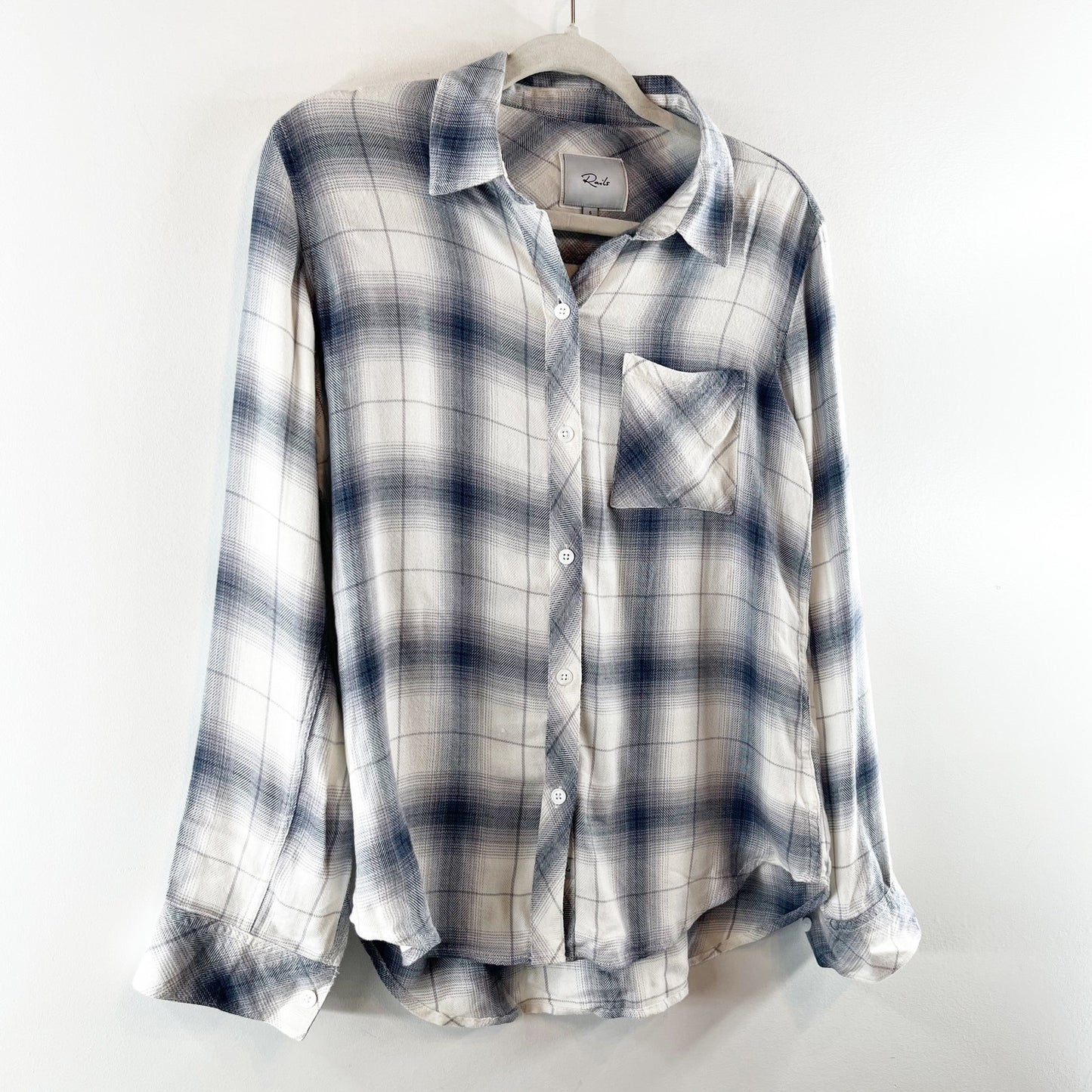 Rails Hunter Plaid Long Sleeve Chest Pocket Button-Down Shirt Sterling White S