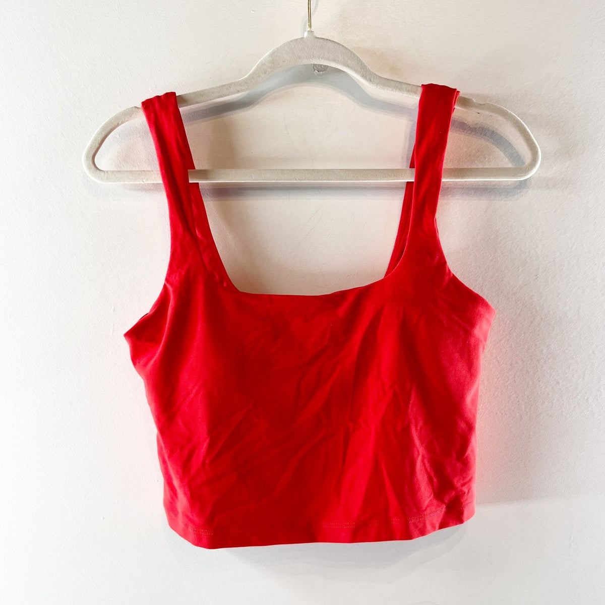 Athleta Square Neck Cropped Built in Bra Tank Top Red Medium
