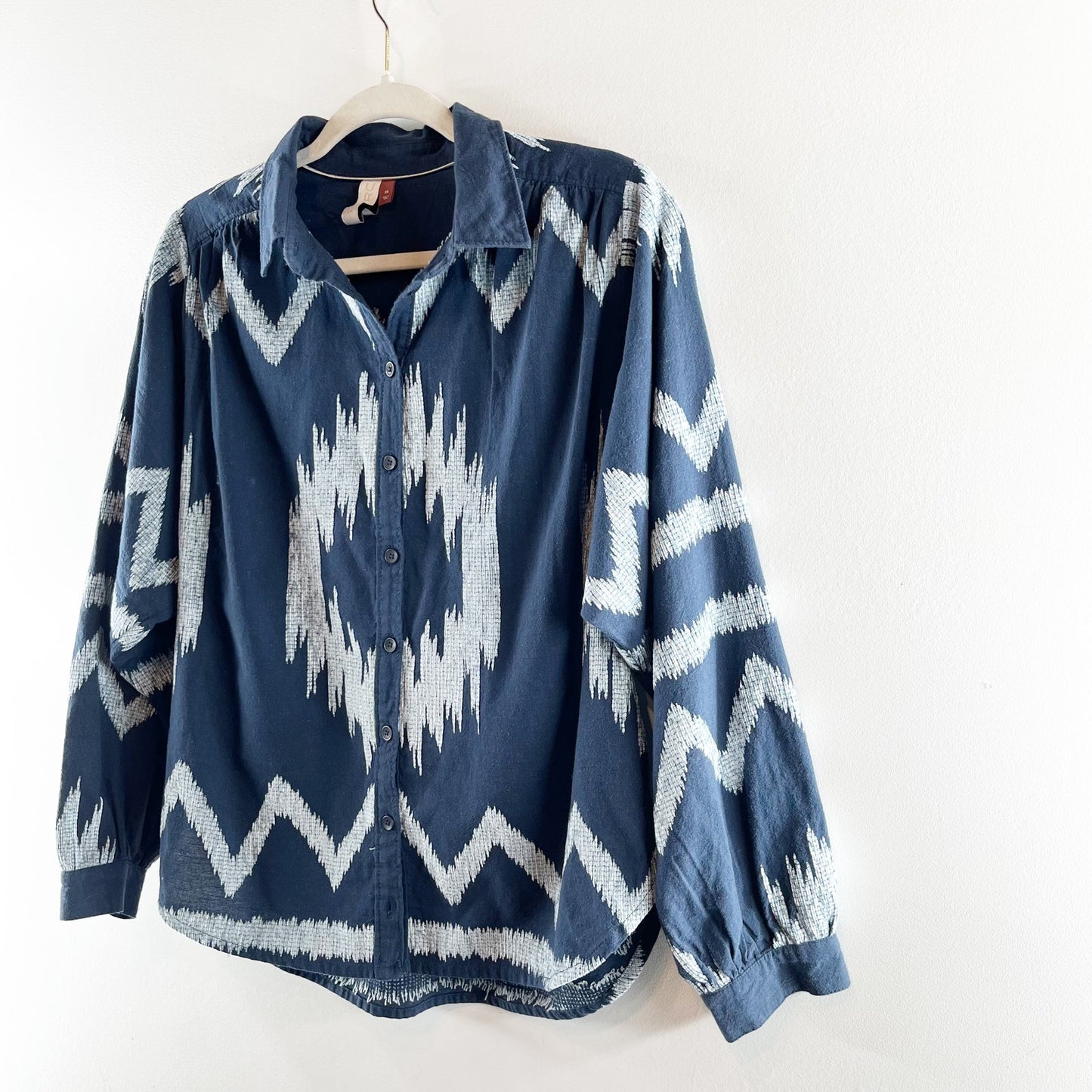 Pilcro by Anthropologie The Romy Long Sleeve Relaxed Button-Down Shirt Navy XS