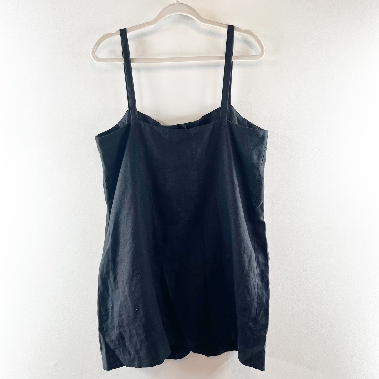 J. Crew Claudia Linen Square Neck Button Up Mini Dress Black Large