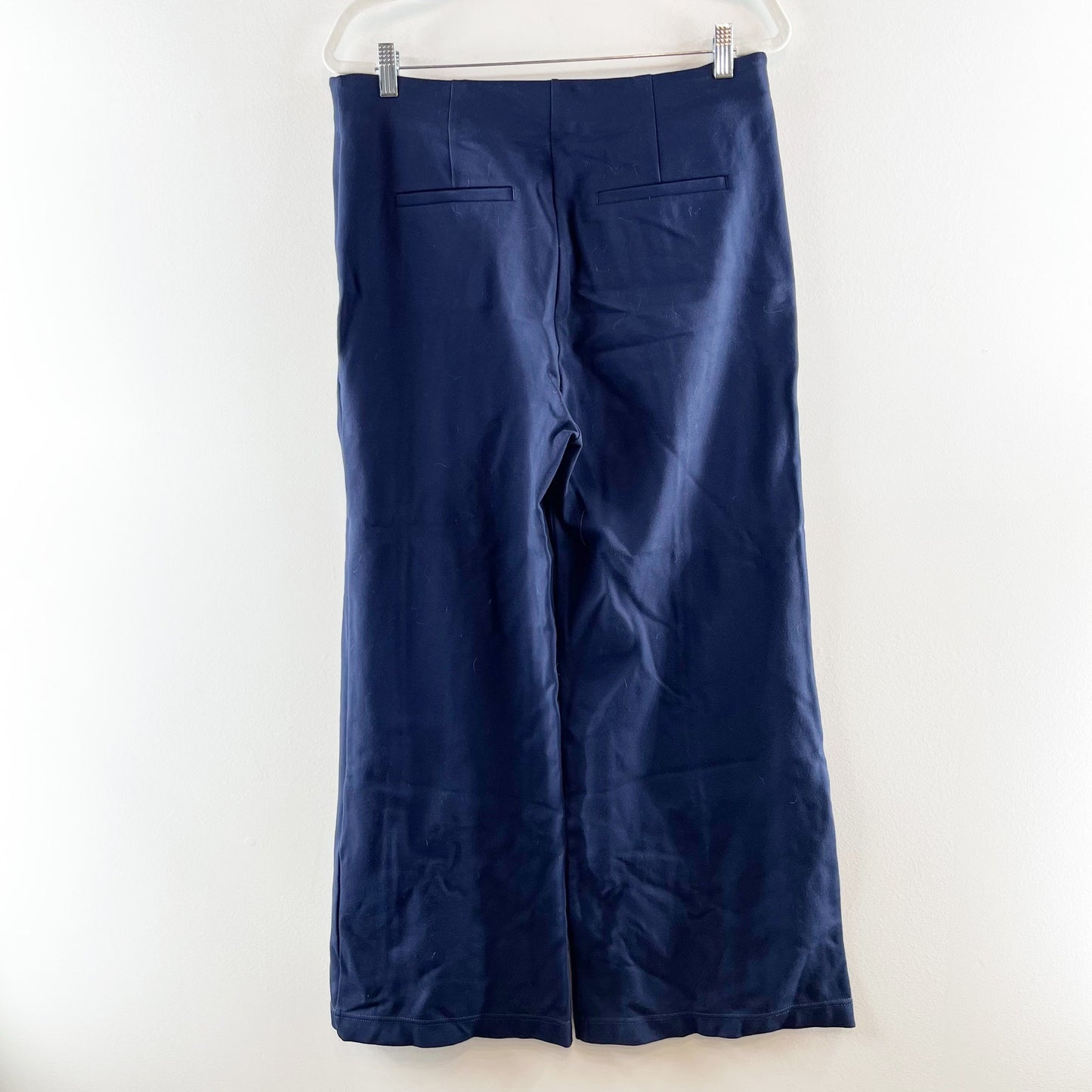 LOFT Ponte High Rise Wide Leg Trouser Pants Navy Blue Large