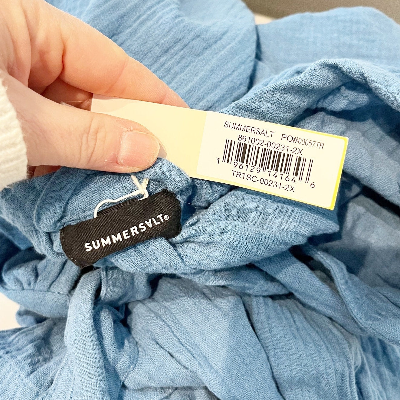 Summersalt Easy Breezy Gauzy Mini Dress Cover Up Blue 2X