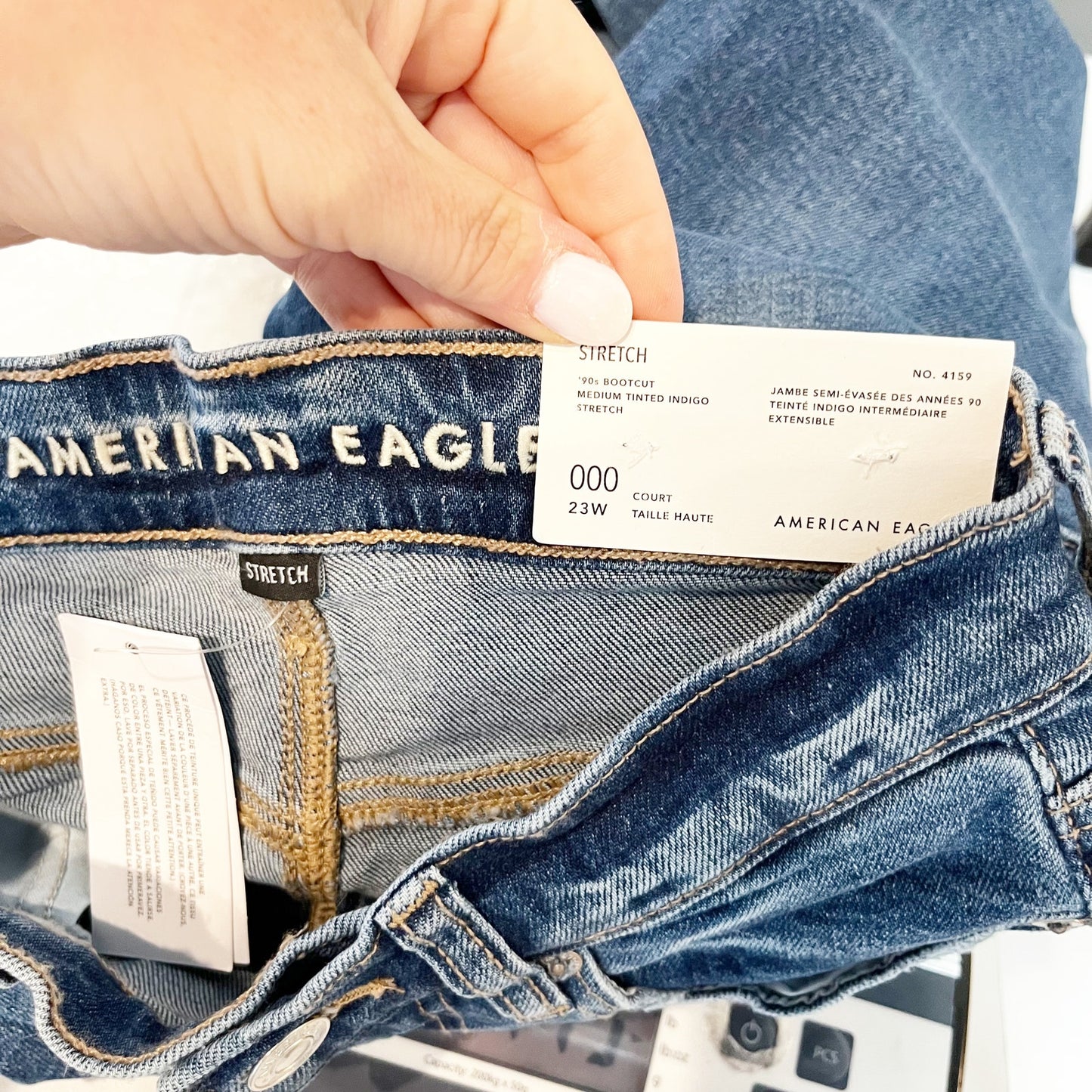 American Eagle Outfitters High Rise Stretch 90s Bootcut Jeans Blue 000 Short