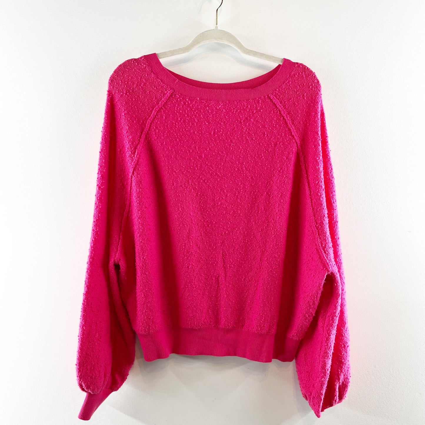 Free People Found My Friend Pullover Popcorn Oversized Sweater Pink Small