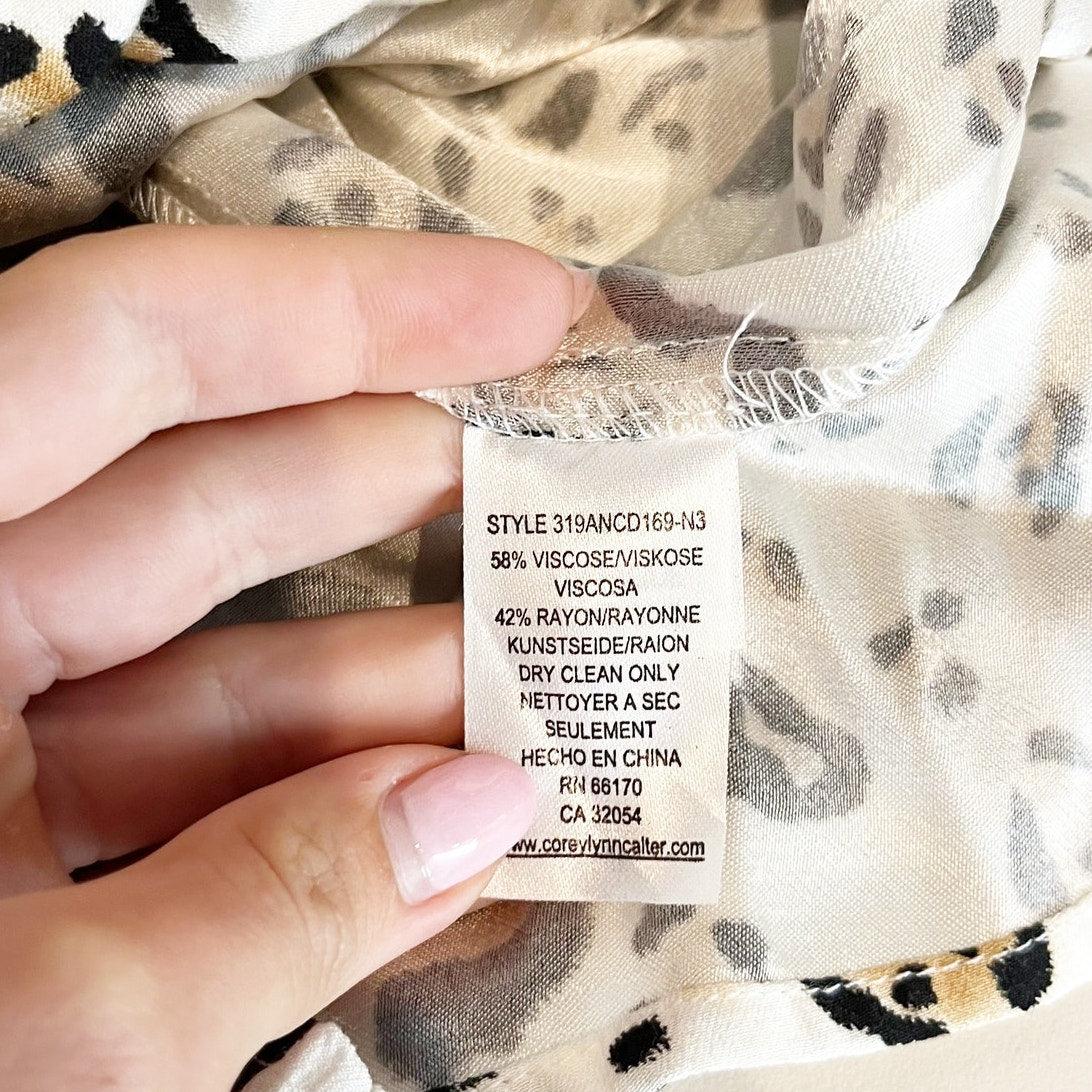 Corey Lynn Calter Anthropologie Arabella Belted Leopard Midi Dress White Small