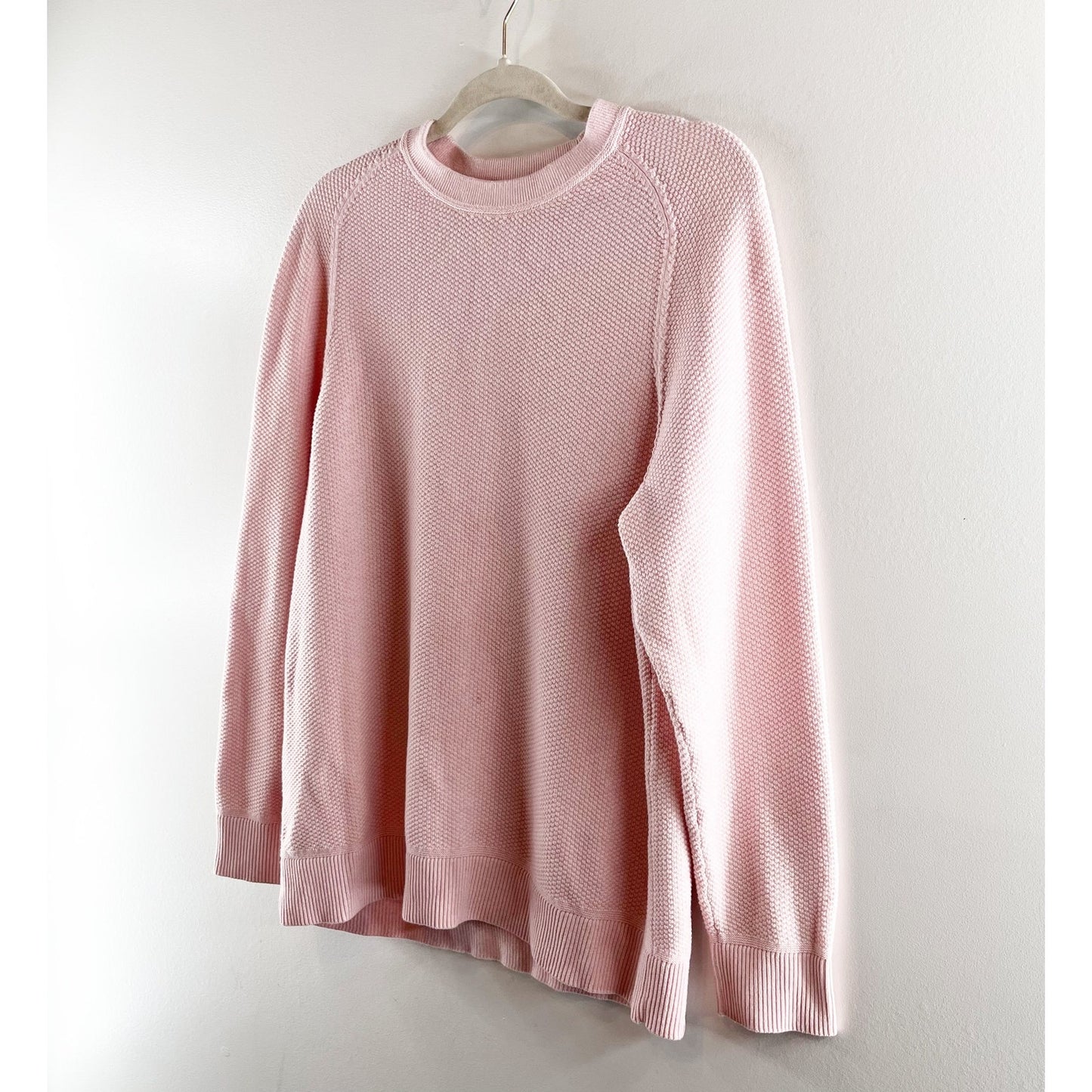 Lululemon Cotton Long Sleeve Crewneck Waffle Knit Sweater Pink Medium