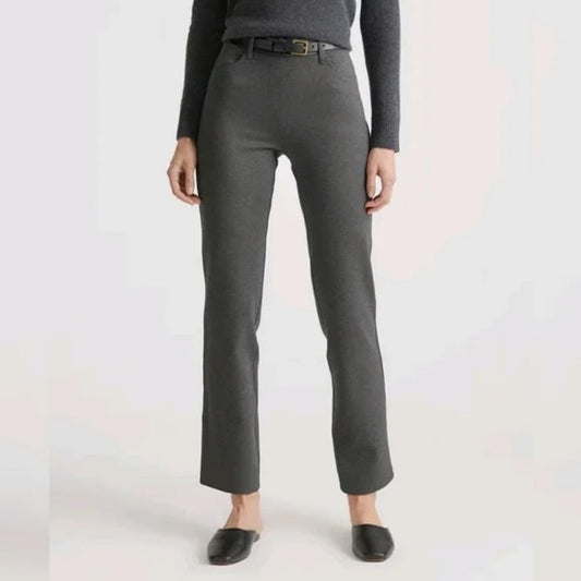 Quince Ultra Stretch Mid Rise Ponte Straight Leg Pants Gray Small