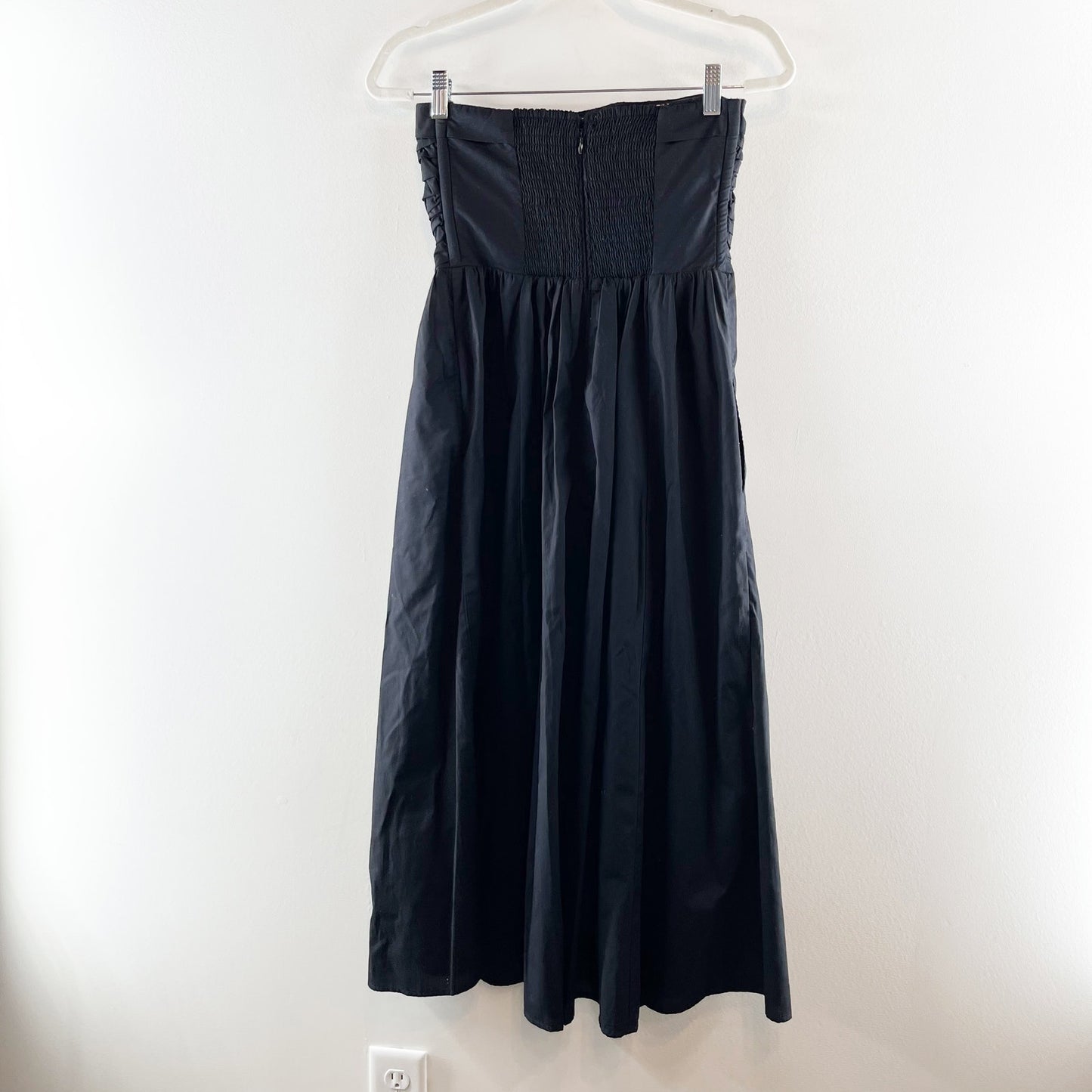 Abercrombie Strapless Emerson Poplin Midi Dress Black Small Tall