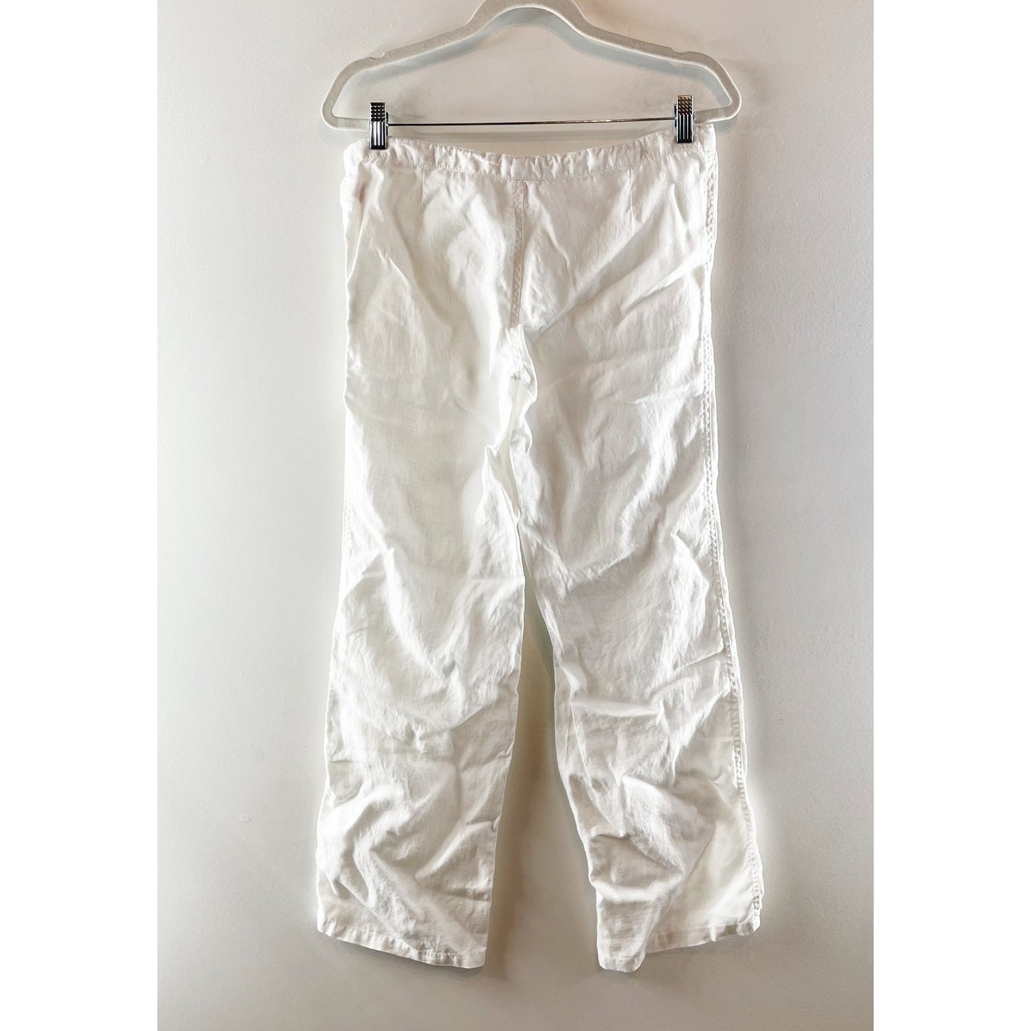 Victoria's Secret Low Rise Wide Leg Linen Beach Pants White 0