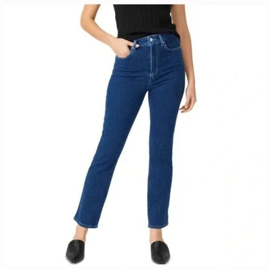 Paige High Rise Cindy Straight Ankle Jeans in California Wash Blue 32 / 14