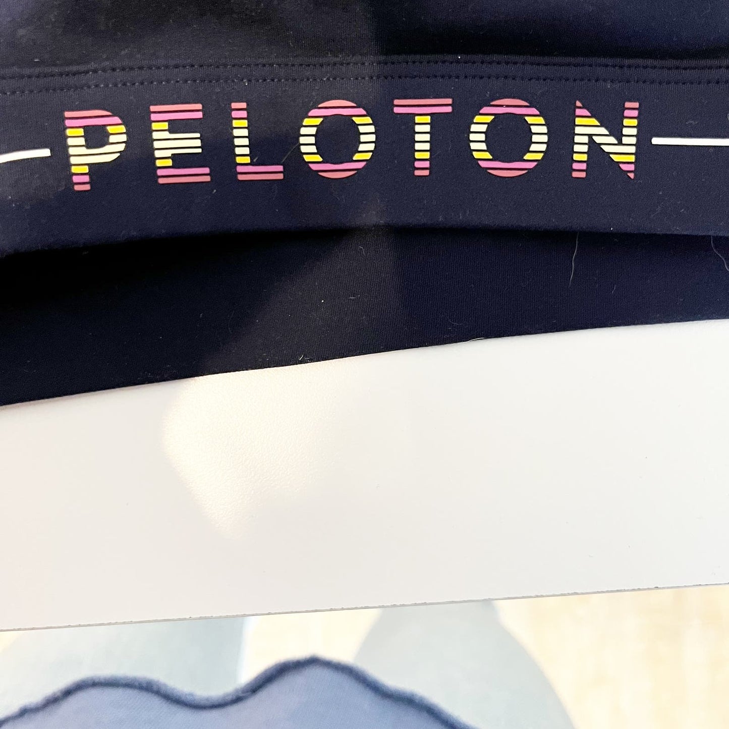 Peloton Cadent Strappy Back Rainbow Multicolor Sports Bra Navy Blue Medium