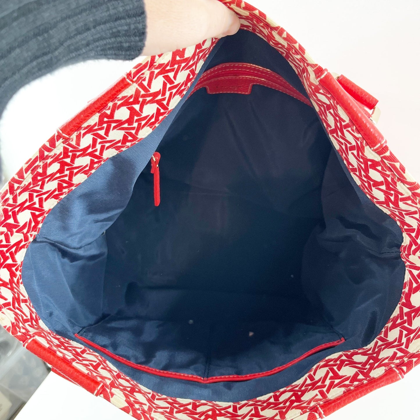 Kate Spade Geo Print Large Tote Bag Purse Red White
