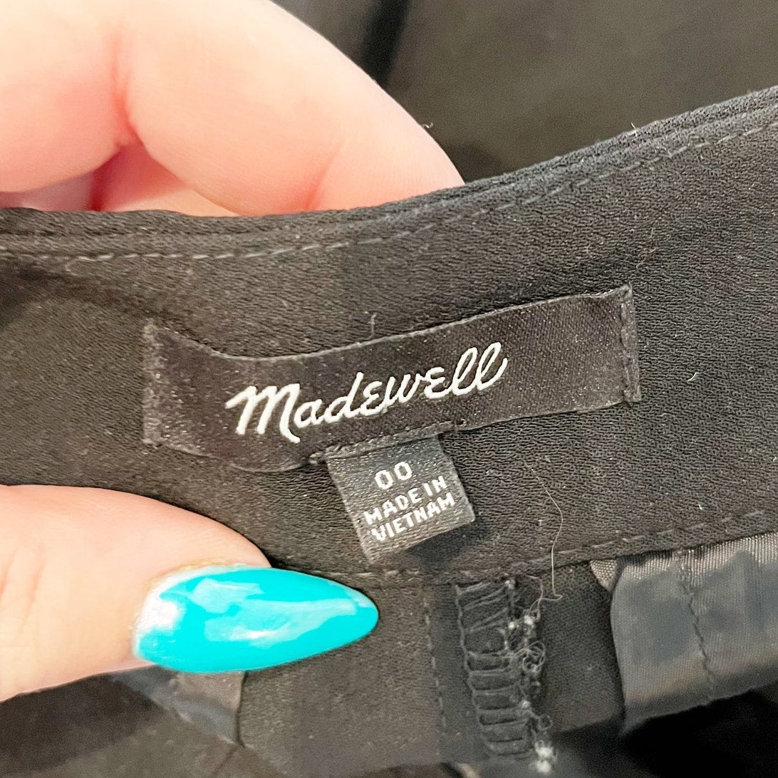 Madewell The Rosedale Hi-Rise Straight Relaxed Crepe Pleated Pant True Black 00