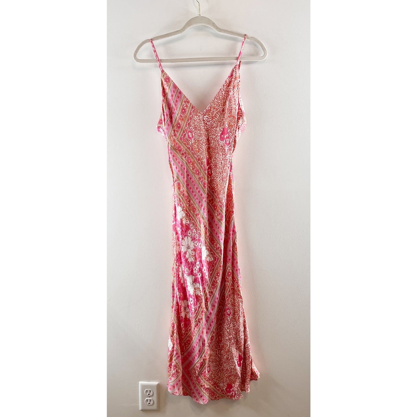 Jen's Pirate Booty Fairytale Skinny Dip Midi Satin Slip Dress Begonia Pink Large