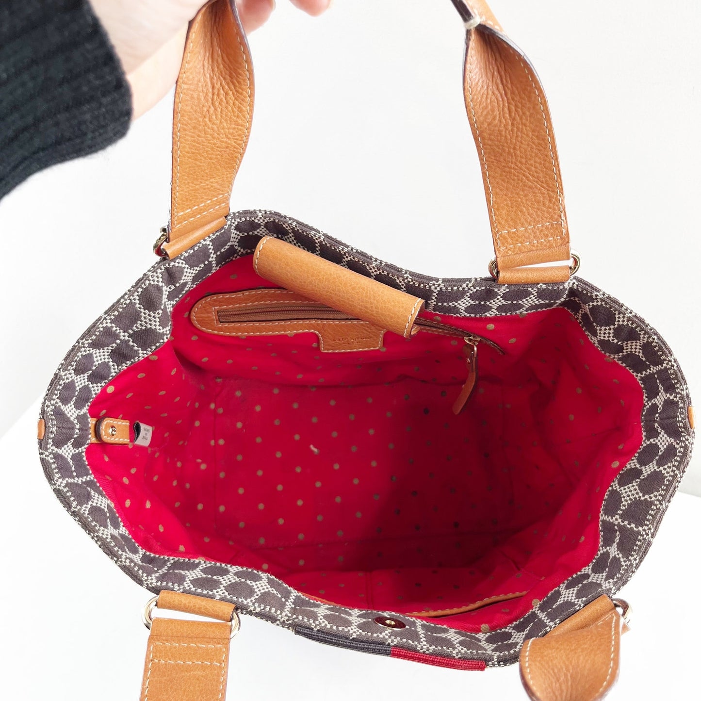 Kate Spade Noel Tracy Classic‎ Bucket Tote Medium Leather Handbag Purse Blue Red