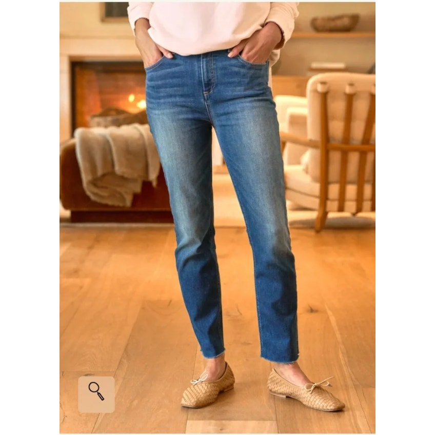 Frank & Eileen Derry High Waisted Denim Slim Straight Jeans Dark Blue Wash 29
